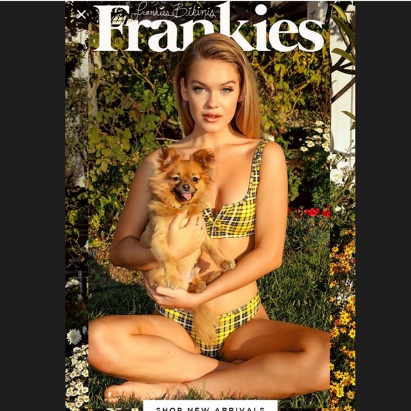 FRANKIES BIKINIS WOMEN SUMMER SWIM PLAID YELLOW BIKINI BOTTOM SIZE XL - Picture 7 of 7
